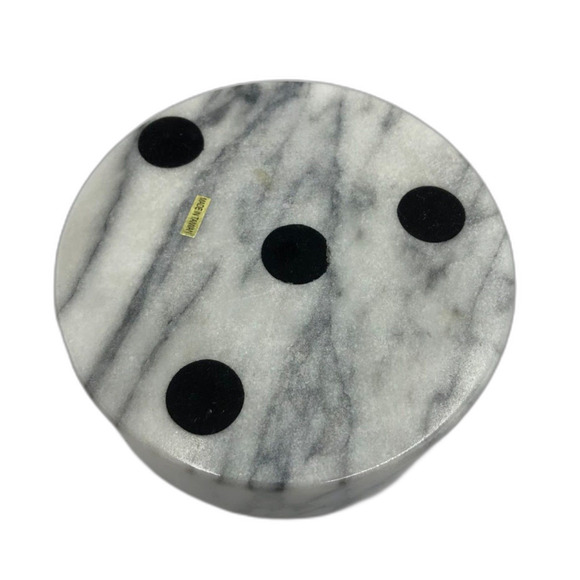 Vintage Marble Gray Vanity Trinket Box Round Organizer Container Storage - Picture 5 of 7